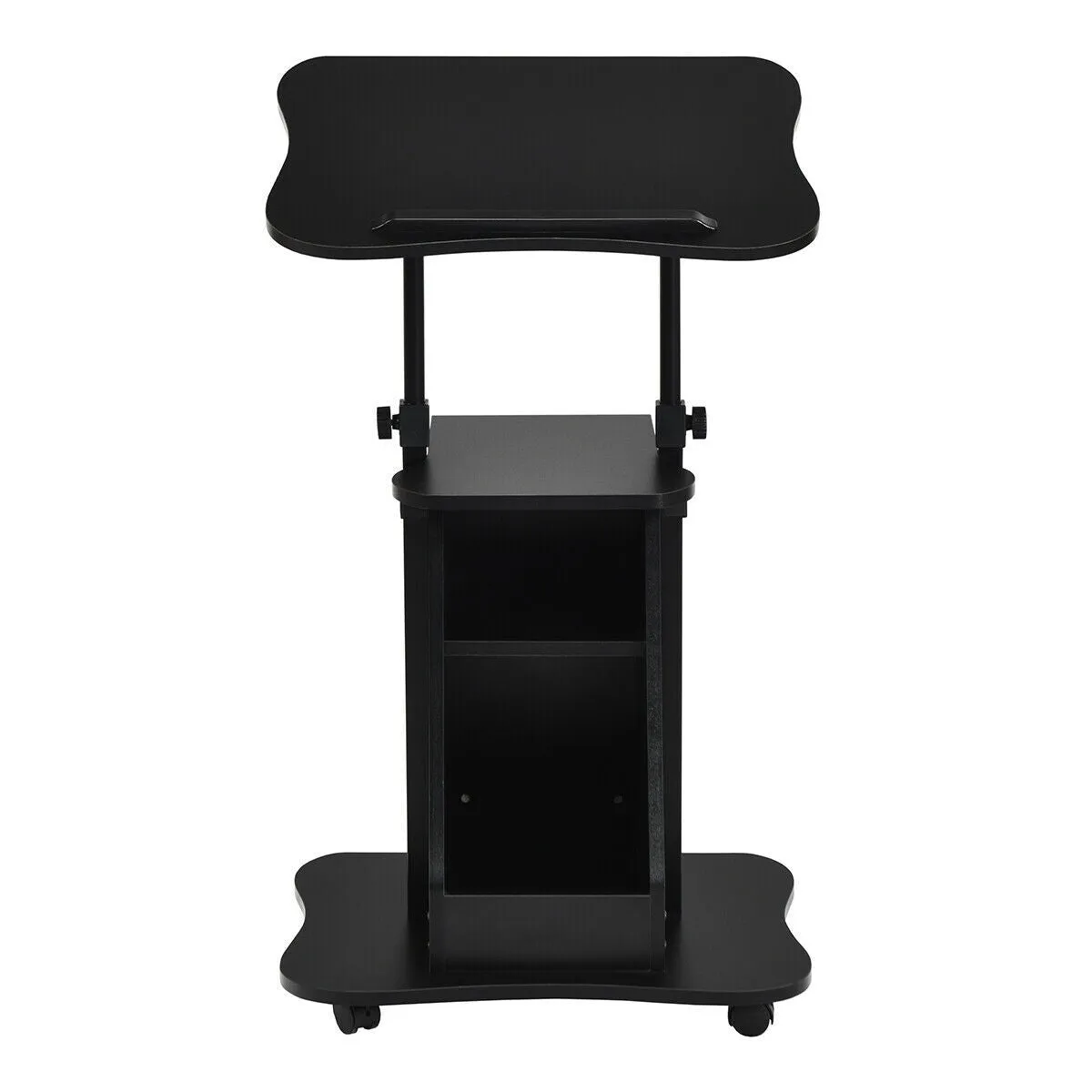 2 in 1 Height Adjustable Laptop Desk with Storage - Black