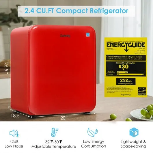 2.4 Cu.Ft. Compact Refrigerator Auto Defrost Mini Fridge Reversible Door-Red