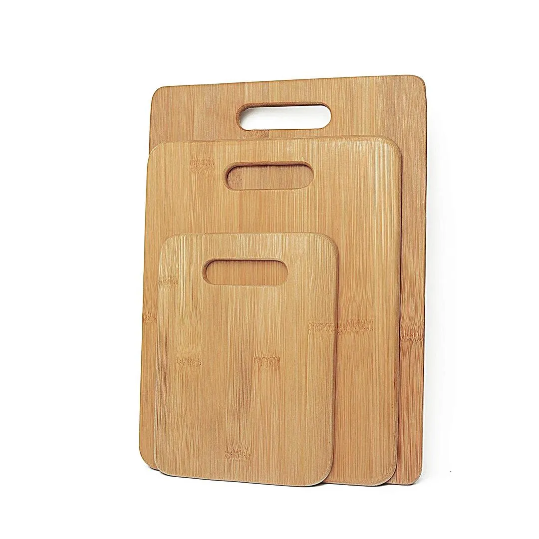 3 Pack Bamboo Cheese Cutting & Serving Chopping Board Set