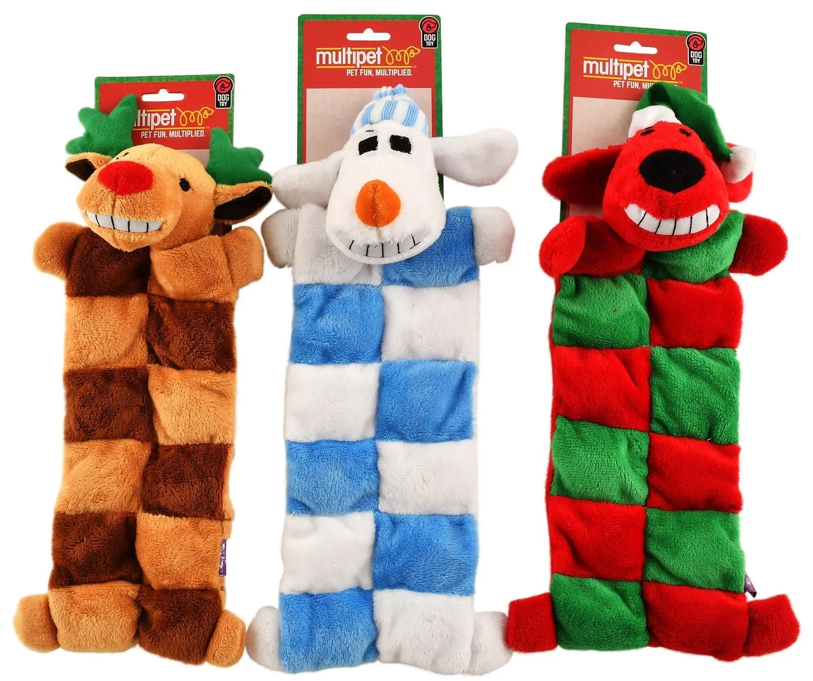 3-pack Loofa Dog Christmas Squeaker Mat