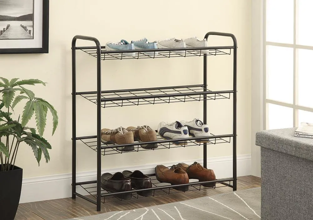 4-shelf Metal Shoe Rack Black