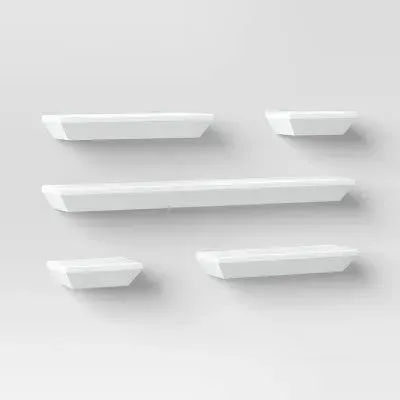 5pc Wedge Shelves White - Threshold