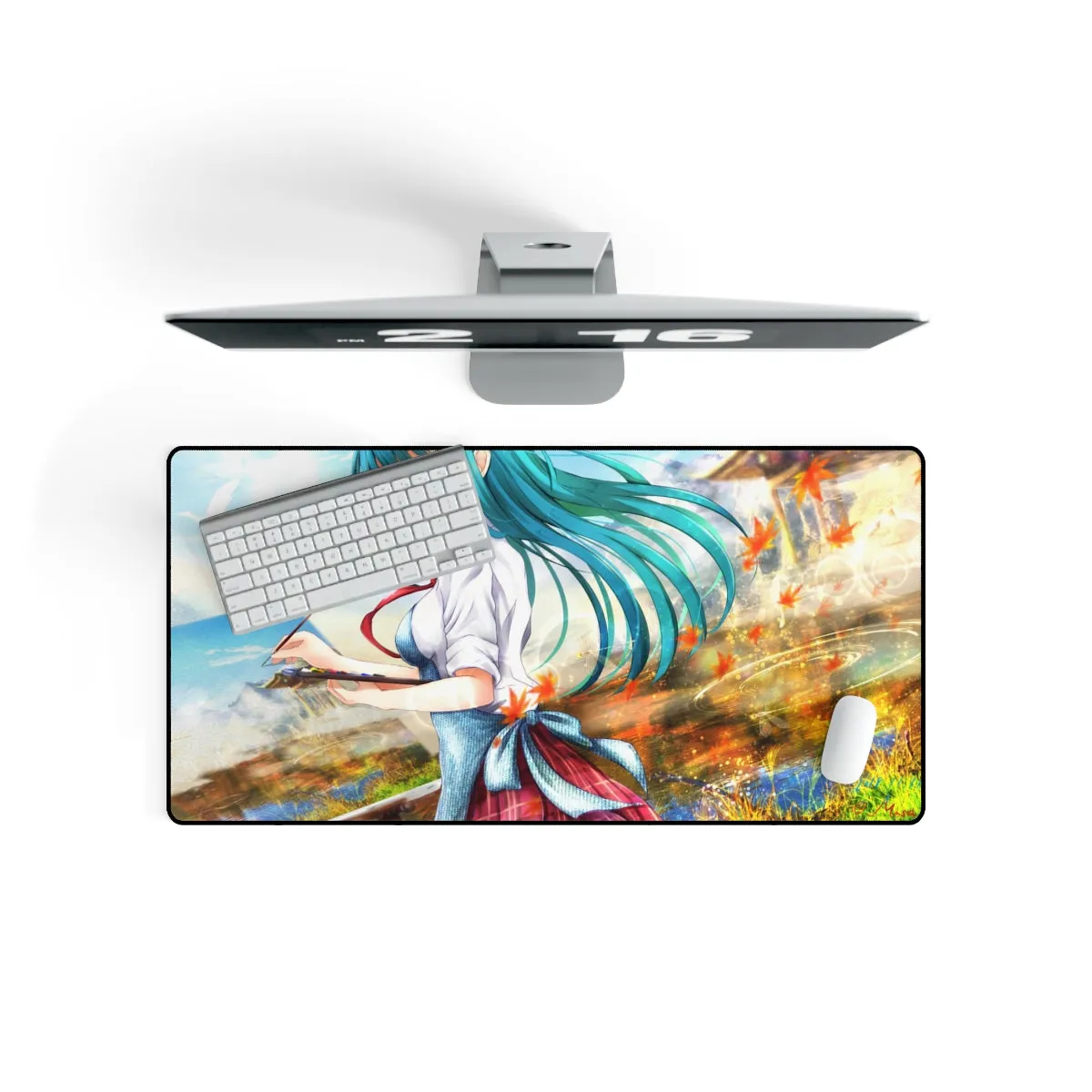 A girl with turquise hairs Mouse Pad (Desk Mat)