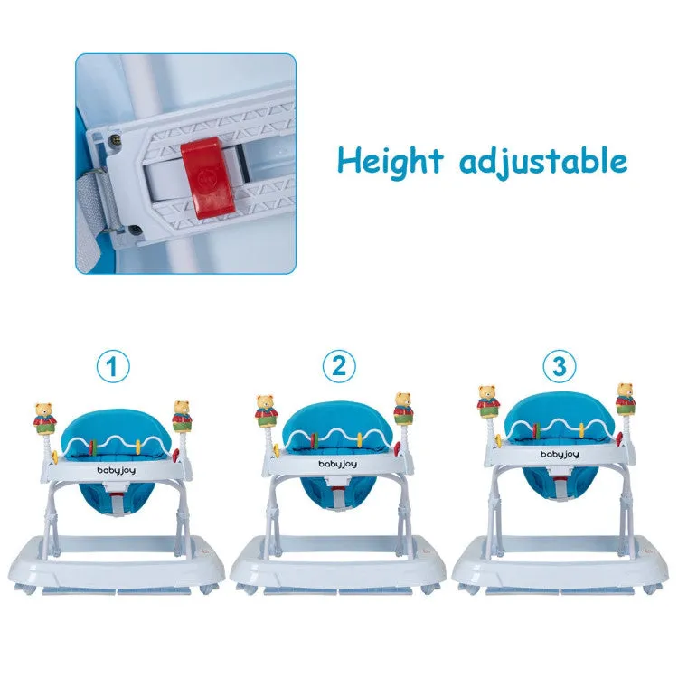 Adjustable Height Folding Baby Walker - Blue