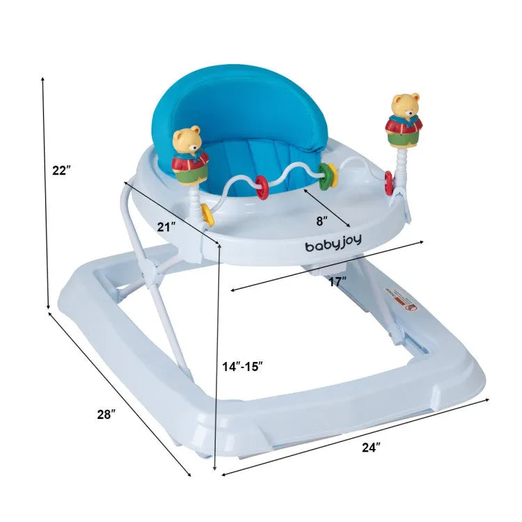 Adjustable Height Folding Baby Walker - Blue