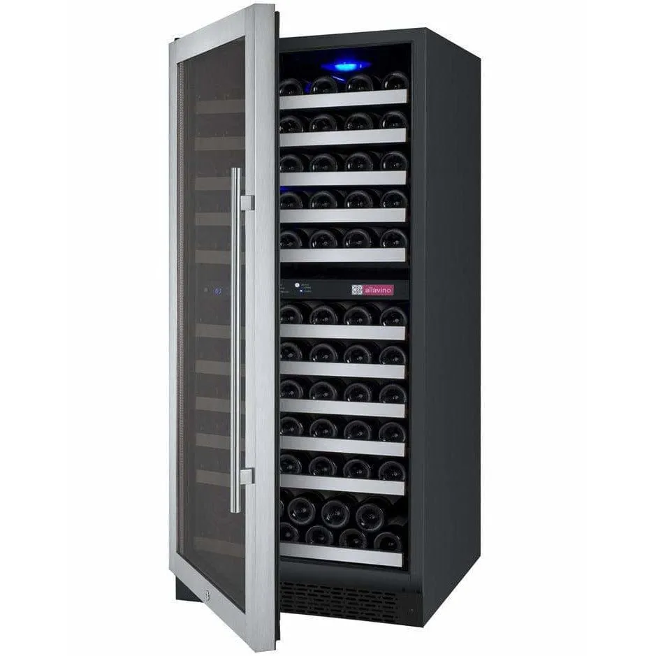 Allavino 121 Bottle  FlexCount II Tru-Vino Dual Zone Stainless Steel Left Hinge Wine Cooler VSWR121-2SL20