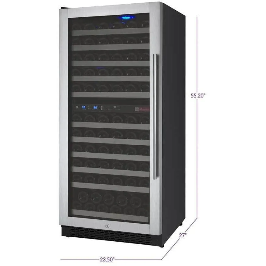 Allavino 121 Bottle  FlexCount II Tru-Vino Dual Zone Stainless Steel Left Hinge Wine Cooler VSWR121-2SL20