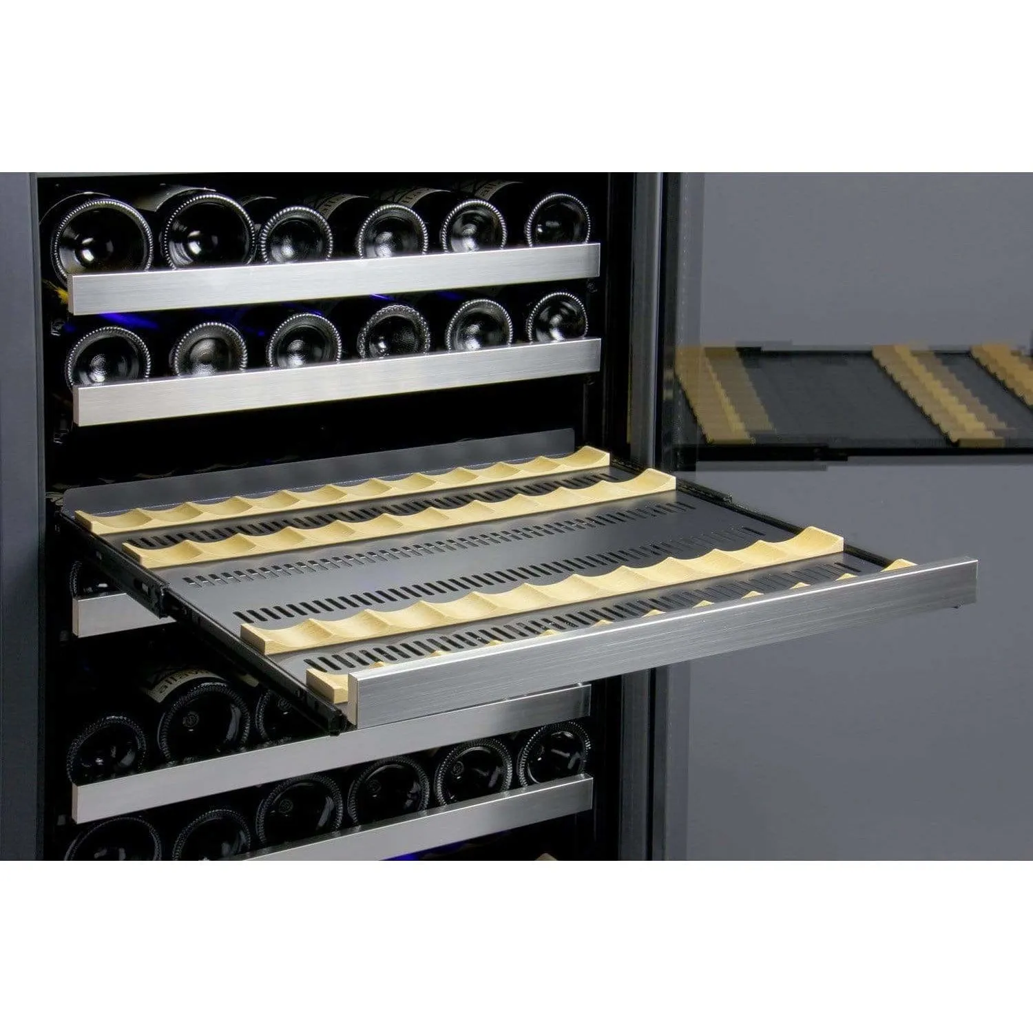 Allavino 121 Bottle  FlexCount II Tru-Vino Dual Zone Stainless Steel Left Hinge Wine Cooler VSWR121-2SL20