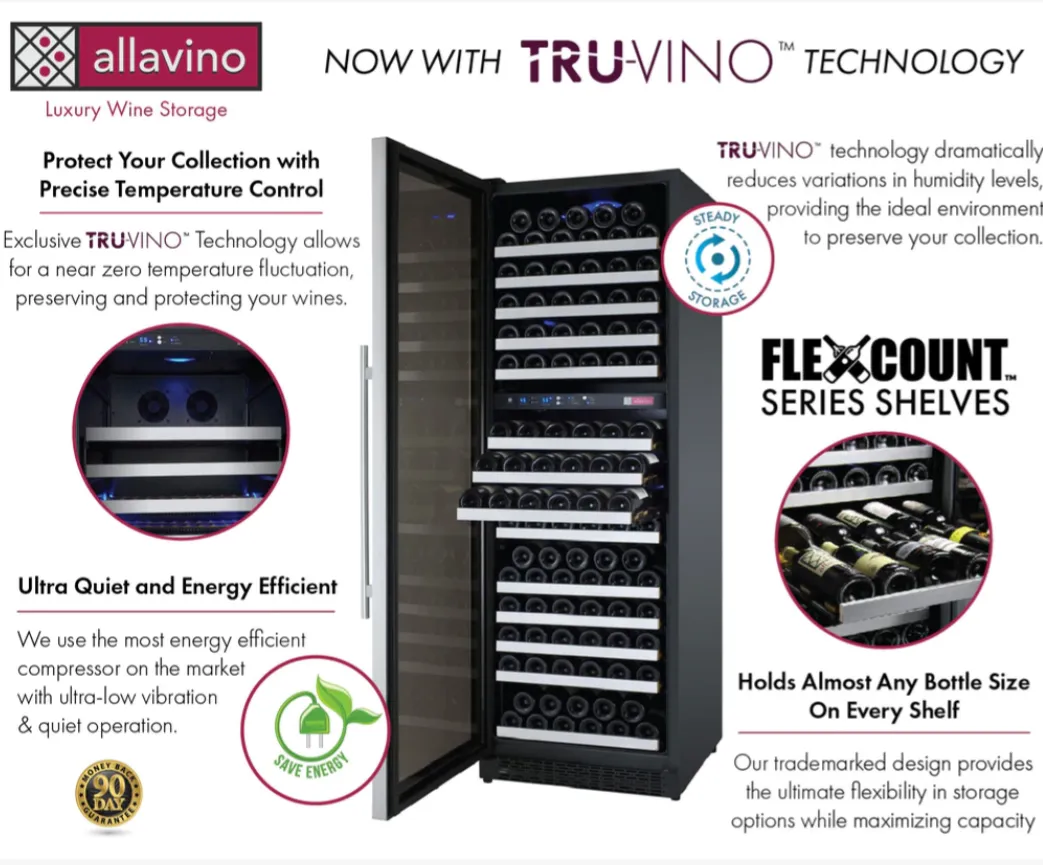 Allavino 24" Left Hinge 172 Bottle Dual Zone Stainless Wine Refrigerator