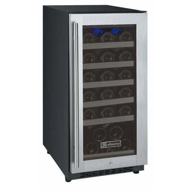 Allavino FlexCount II Tru-Vino 30 Bottle Single Zone Stainless Steel Right Hinge Wine Fridge