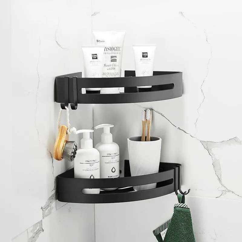 Bathroom Shelf Organizer Shower Storage Rack Black Corner Shelves