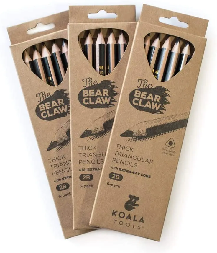 Bear Claw Pencils Fat, Thick, Strong, Triangular Grip, Graphite