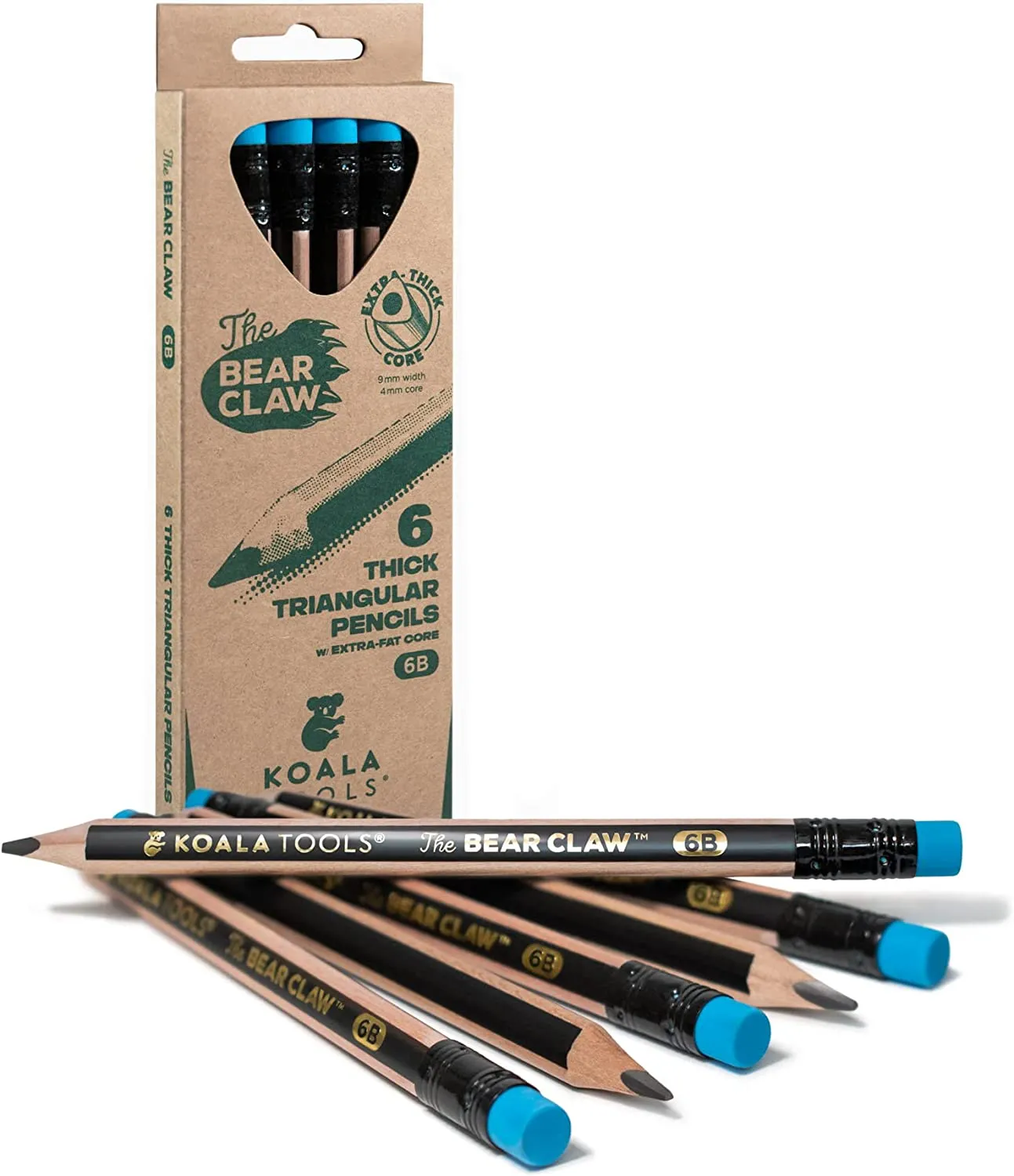 Bear Claw Pencils Fat, Thick, Strong, Triangular Grip, Graphite