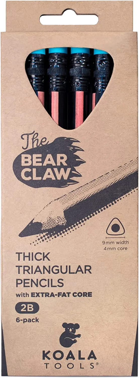 Bear Claw Pencils Fat, Thick, Strong, Triangular Grip, Graphite