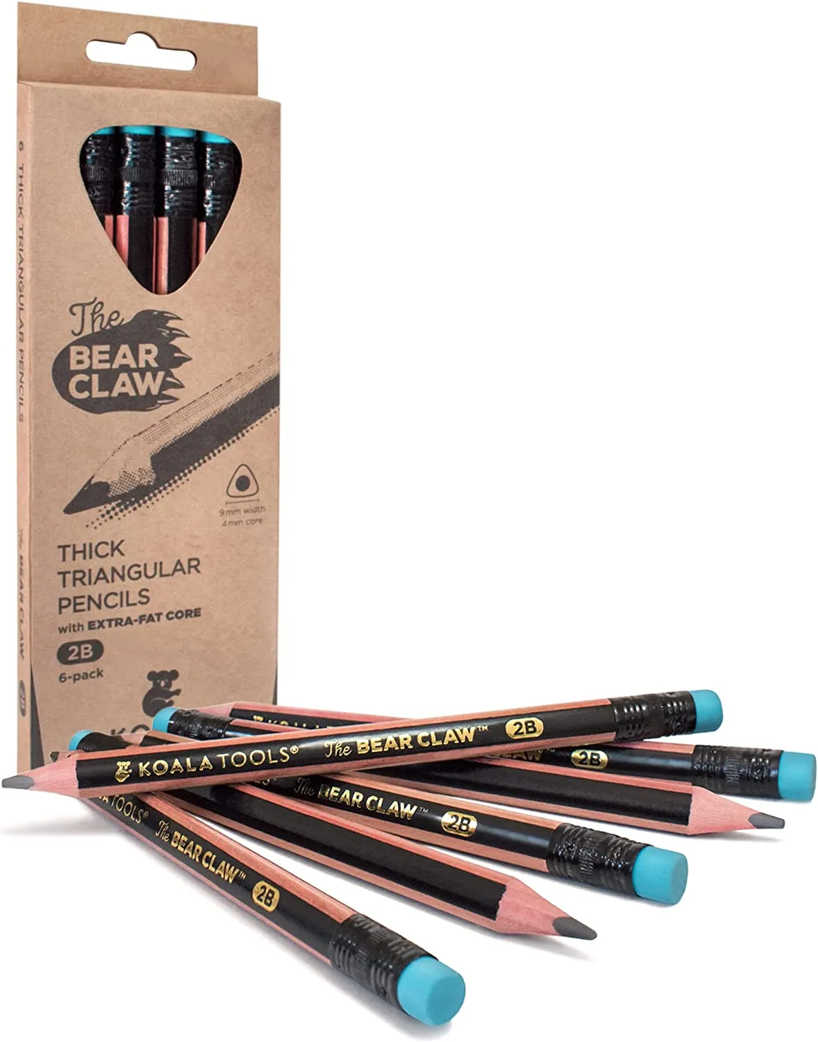 Bear Claw Pencils Fat, Thick, Strong, Triangular Grip, Graphite