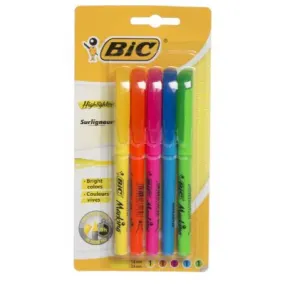 Bic Brite Liner Grip Highlighter Chisel Tip x5