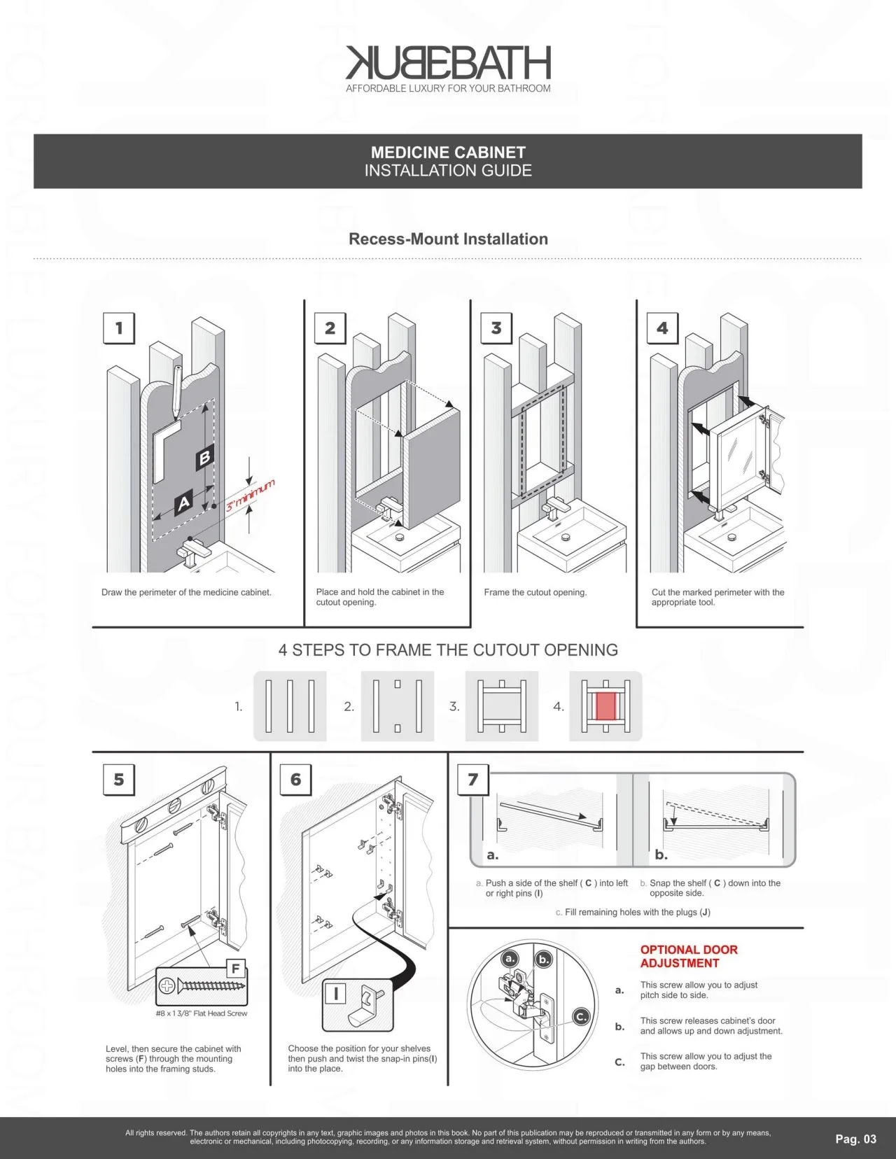 BISTON- 30" Mirrored Bathroom Medicine Cabinet