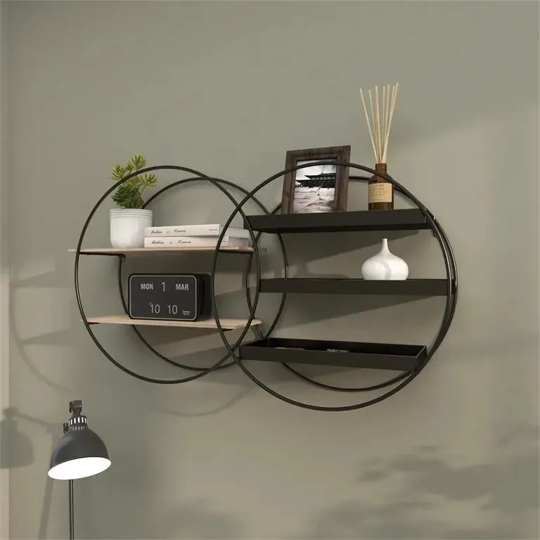 Black Metal Contemporary Wall Shelf, 34" x 7" x 20"