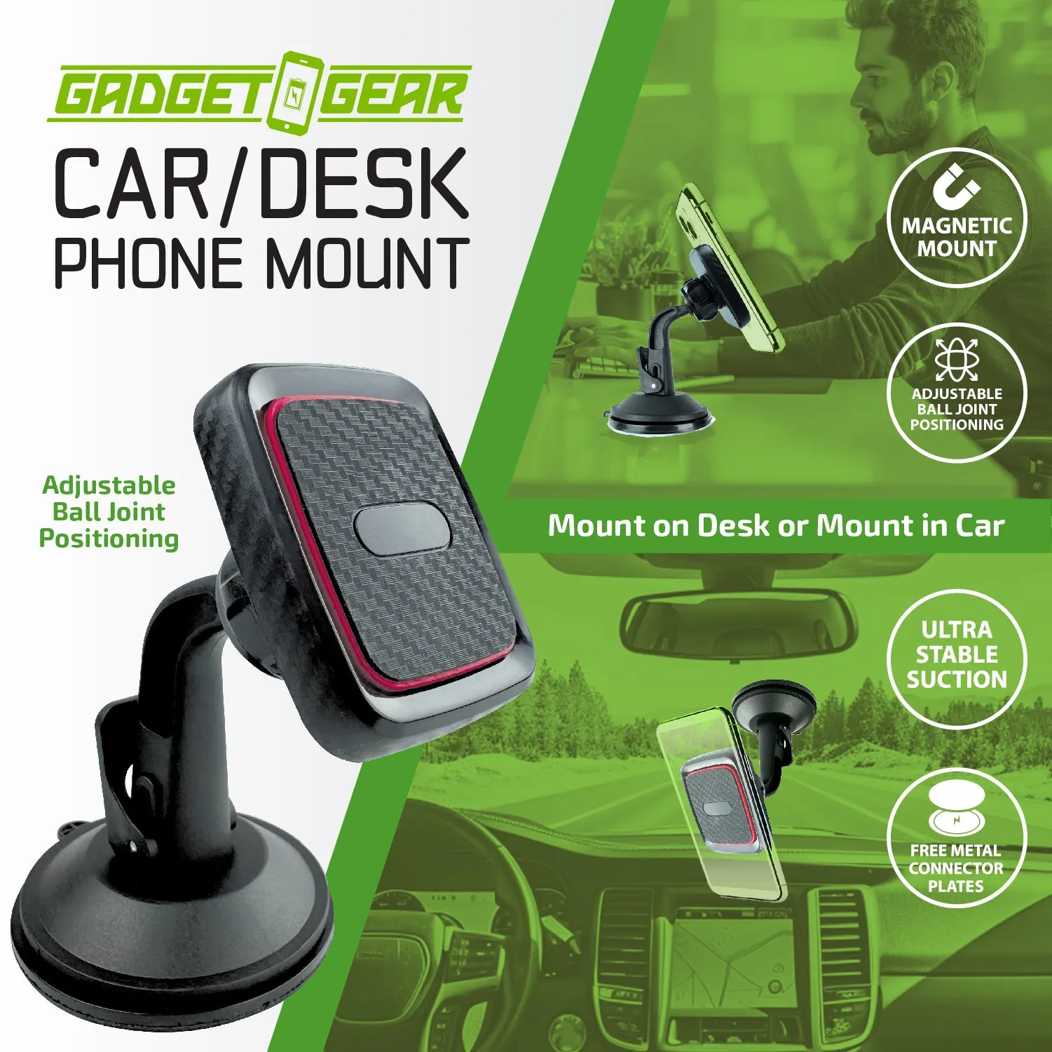 Car/Desk Magnetic Phone Mount - 6 Pieces Per Retail Ready Display 25233