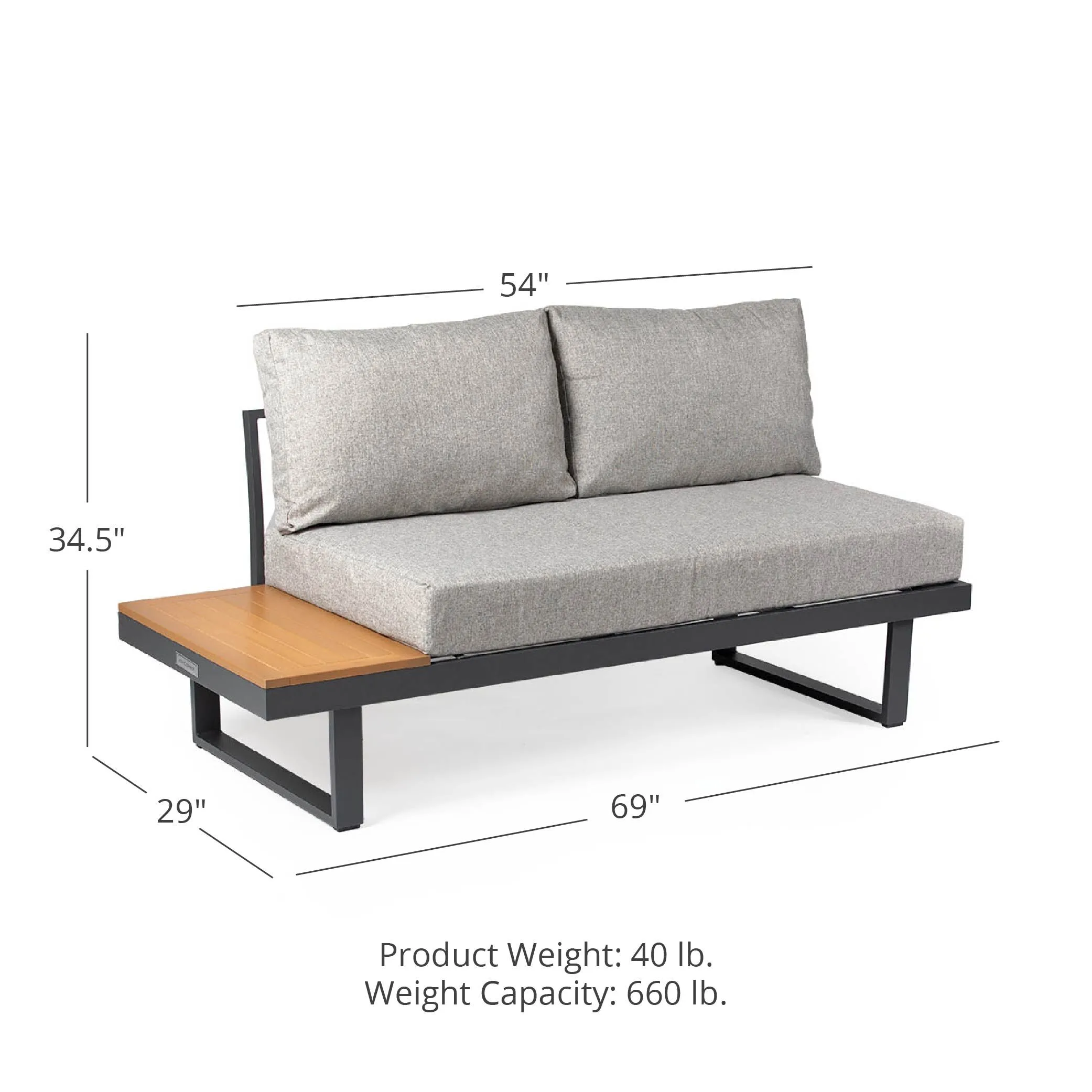 Caspian Loveseat with Cushions and Side Table