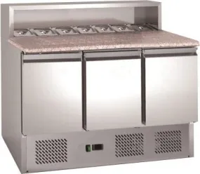 CHEFSRANGE PSH903 - 3 DOOR PIZZA PREP COUNTER WITH GRANITE TOP