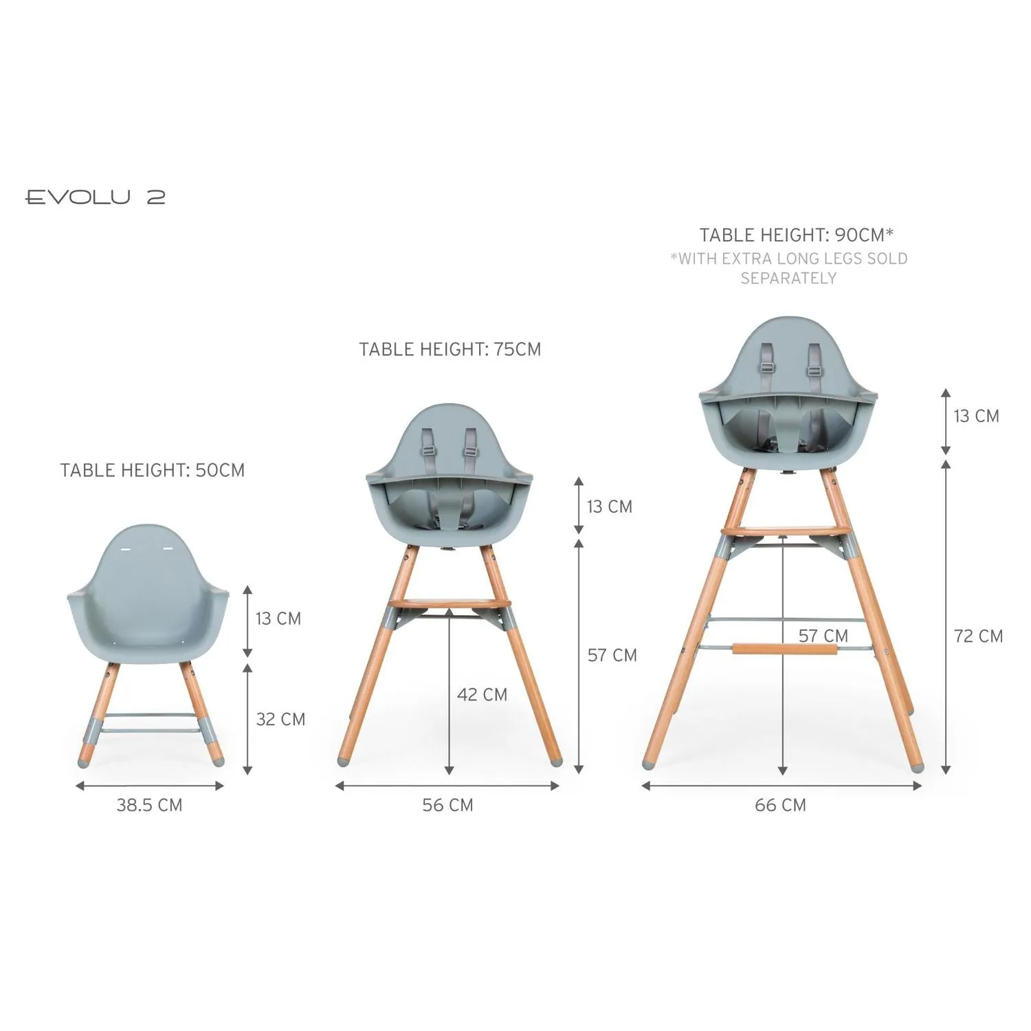 Childhome Evolu 2 High Chair - Natural Mint