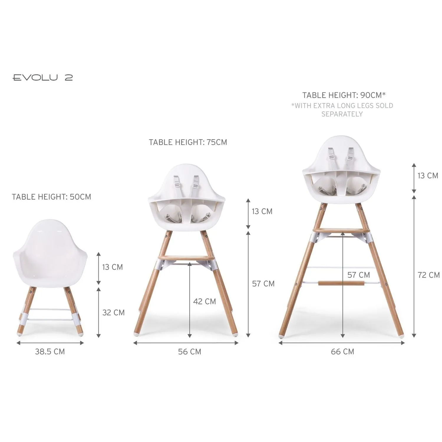 Childhome Evolu 2 High Chair - Natural White