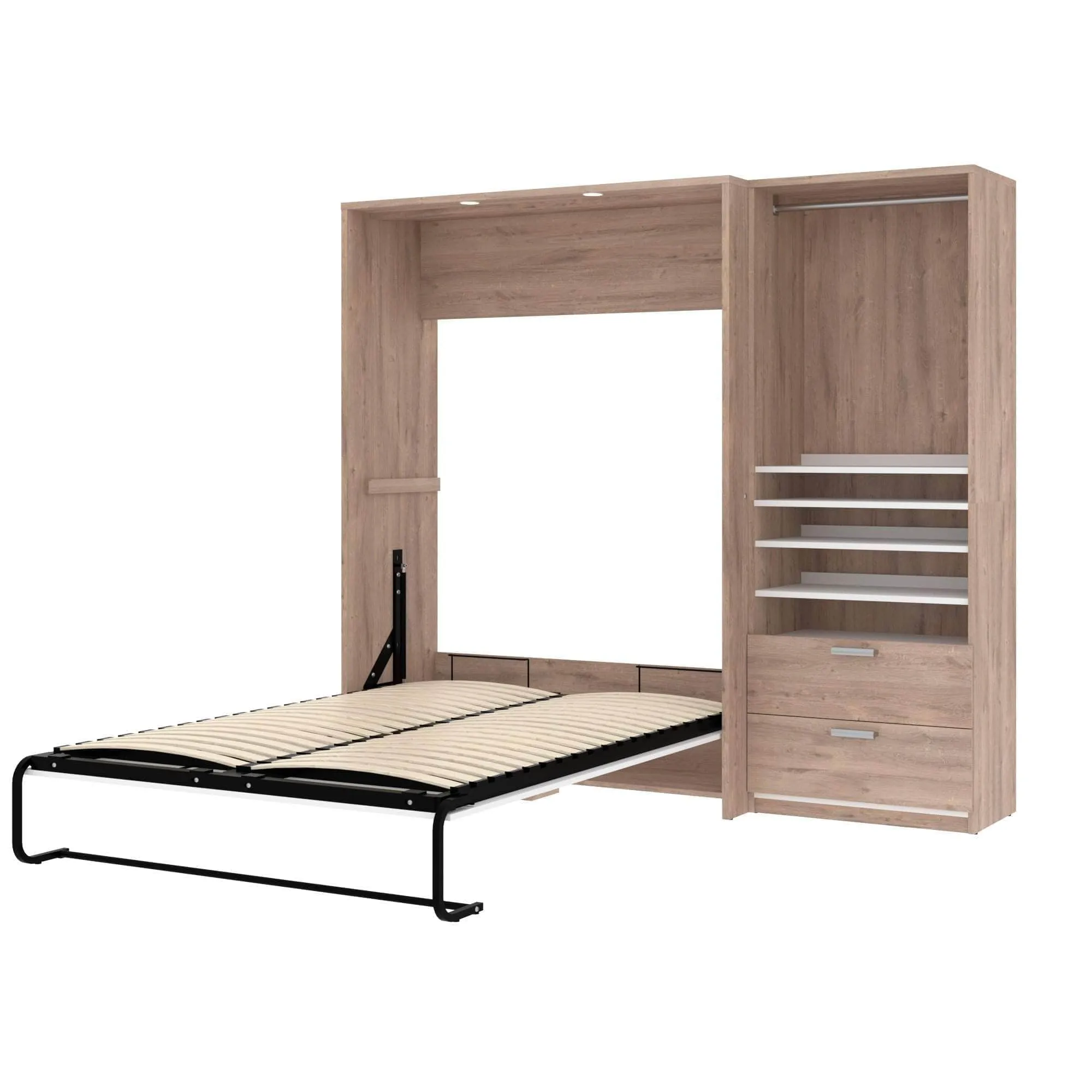 Cielo Full Murphy Wall Bed with Storage Cabinet (89W) - Available in 2 Colours