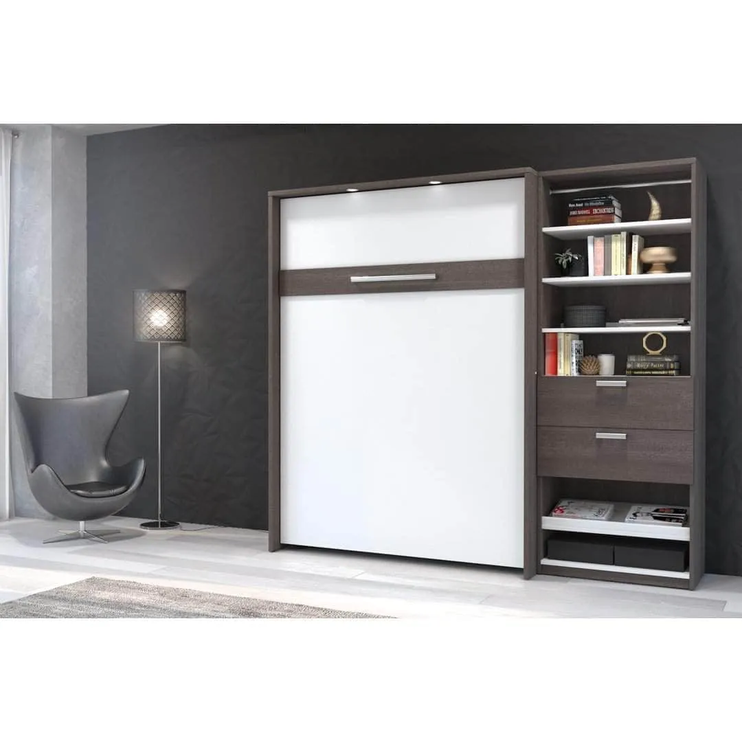 Cielo Full Murphy Wall Bed with Storage Cabinet (89W) - Available in 2 Colours