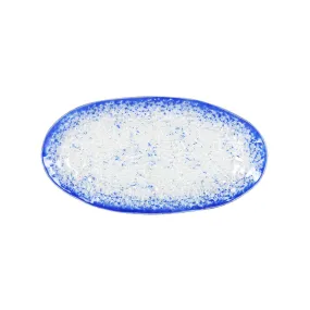 Cobalt Blue Rim Glass Serving Tray, 26x14cm