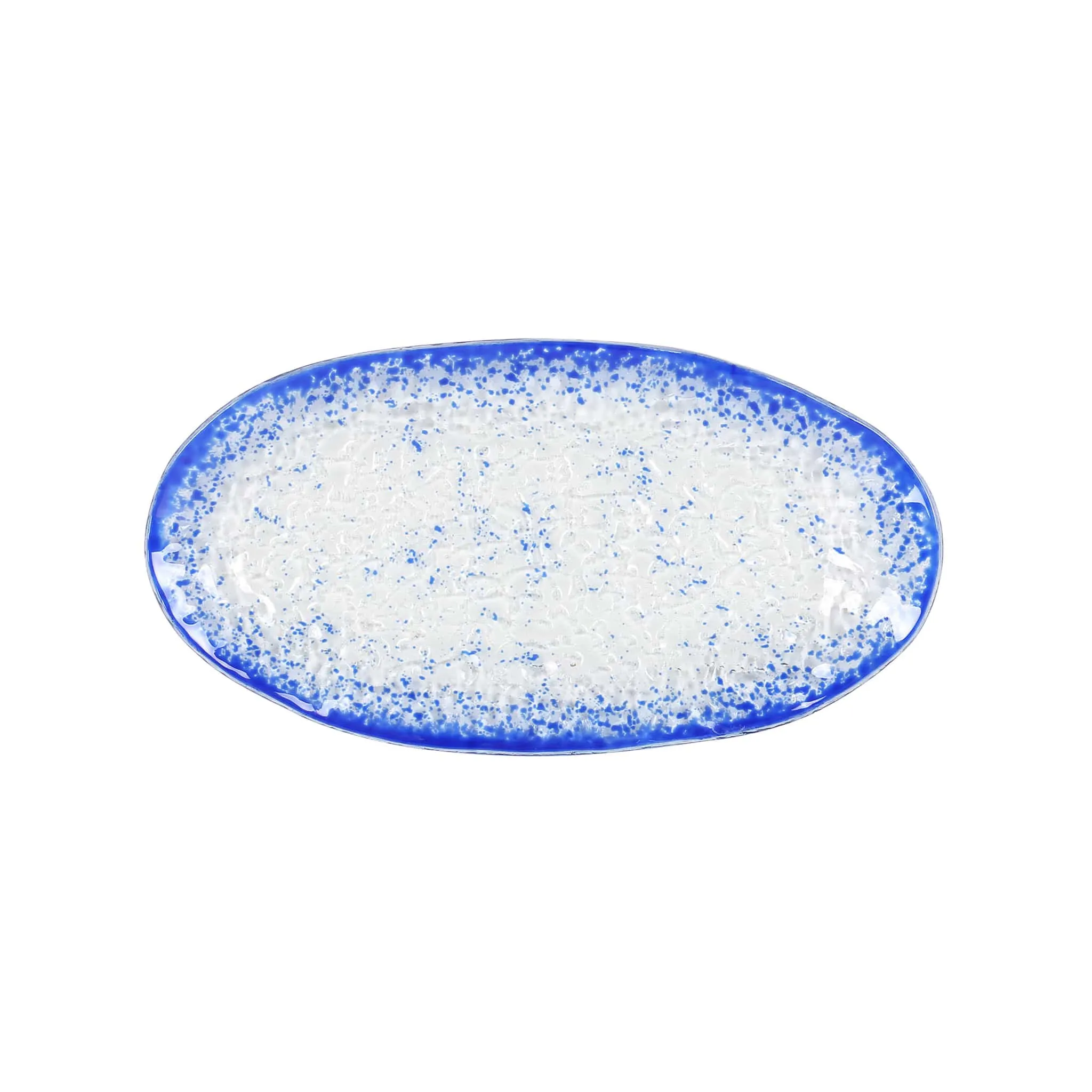 Cobalt Blue Rim Glass Serving Tray, 26x14cm