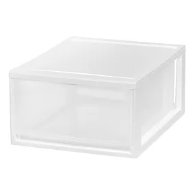 Compact Stacking, Stackable Plastic Drawer Unit, 29.5 Quart, White, 2 Count