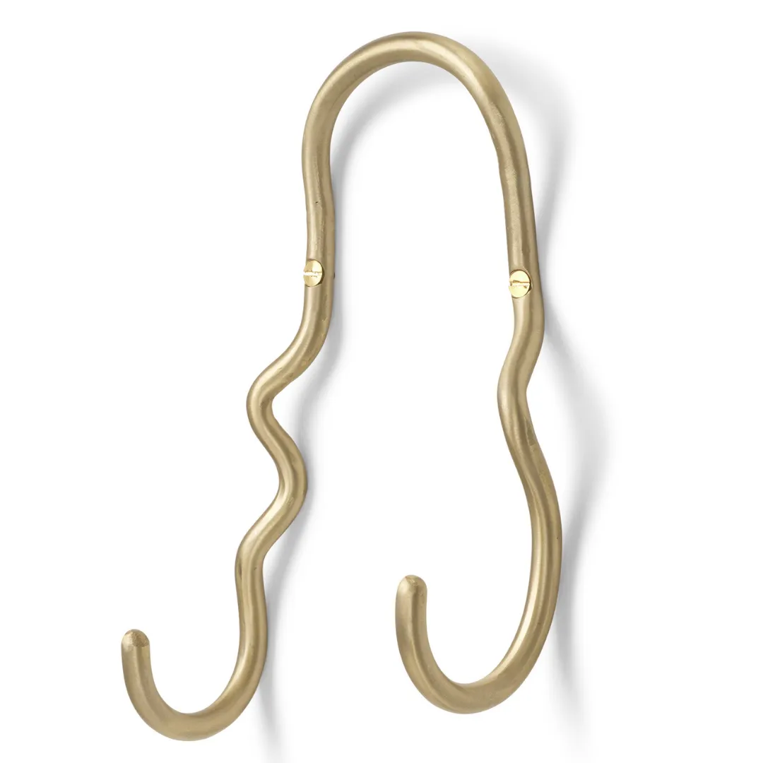 Curvature Double Hook - Brass