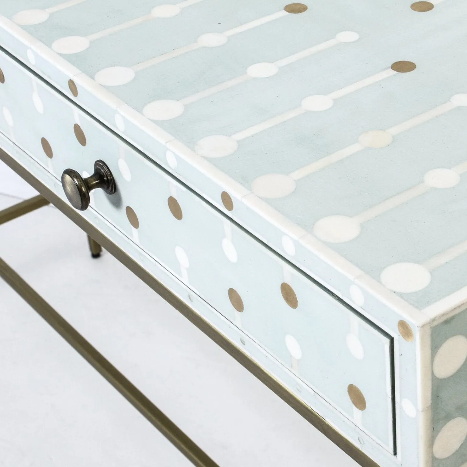 Dot Bone Inlay 2 Drawer Console Slate Blue