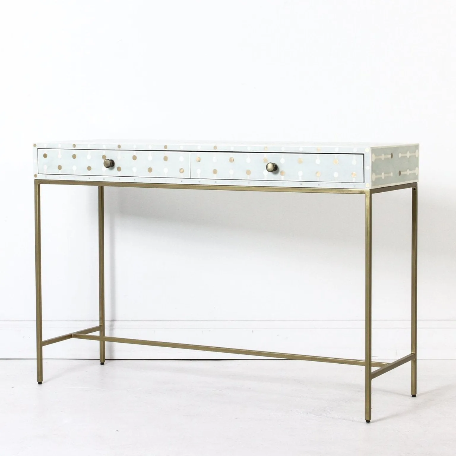 Dot Bone Inlay 2 Drawer Console Slate Blue