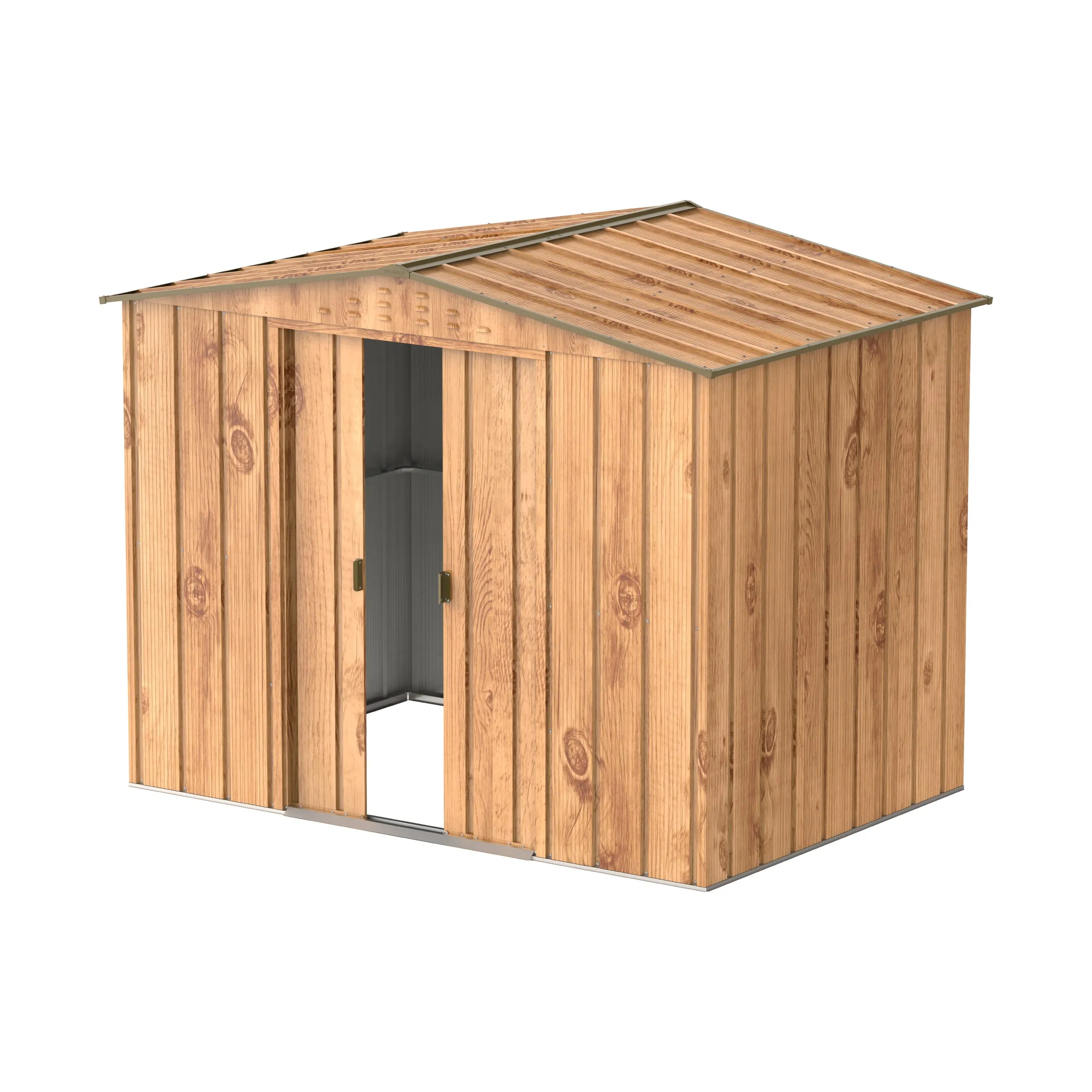 Duramax TOP Shed 8 x 6 (4.79 m2) Metal Garden Storage Shed, Made of Hot-Dipped Galvanized Steel, Strong Reinforced Roof Structure, Maintenance-Free & Weatherproof Metal Garden Shed, Woodgrain