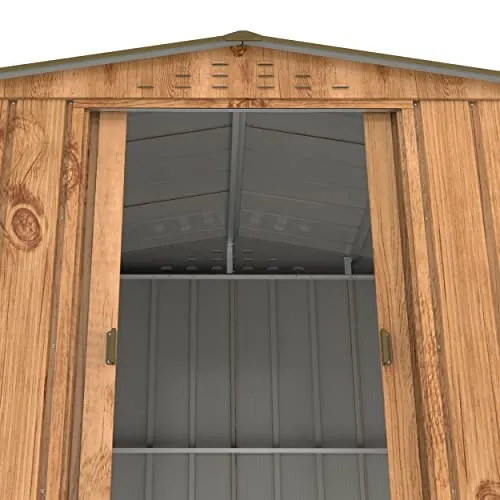 Duramax TOP Shed 8 x 6 (4.79 m2) Metal Garden Storage Shed, Made of Hot-Dipped Galvanized Steel, Strong Reinforced Roof Structure, Maintenance-Free & Weatherproof Metal Garden Shed, Woodgrain