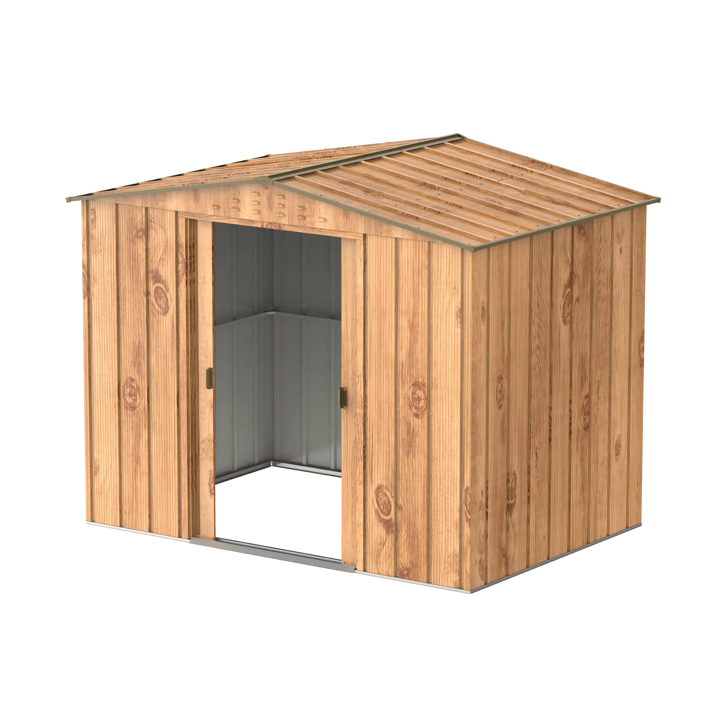 Duramax TOP Shed 8 x 6 (4.79 m2) Metal Garden Storage Shed, Made of Hot-Dipped Galvanized Steel, Strong Reinforced Roof Structure, Maintenance-Free & Weatherproof Metal Garden Shed, Woodgrain