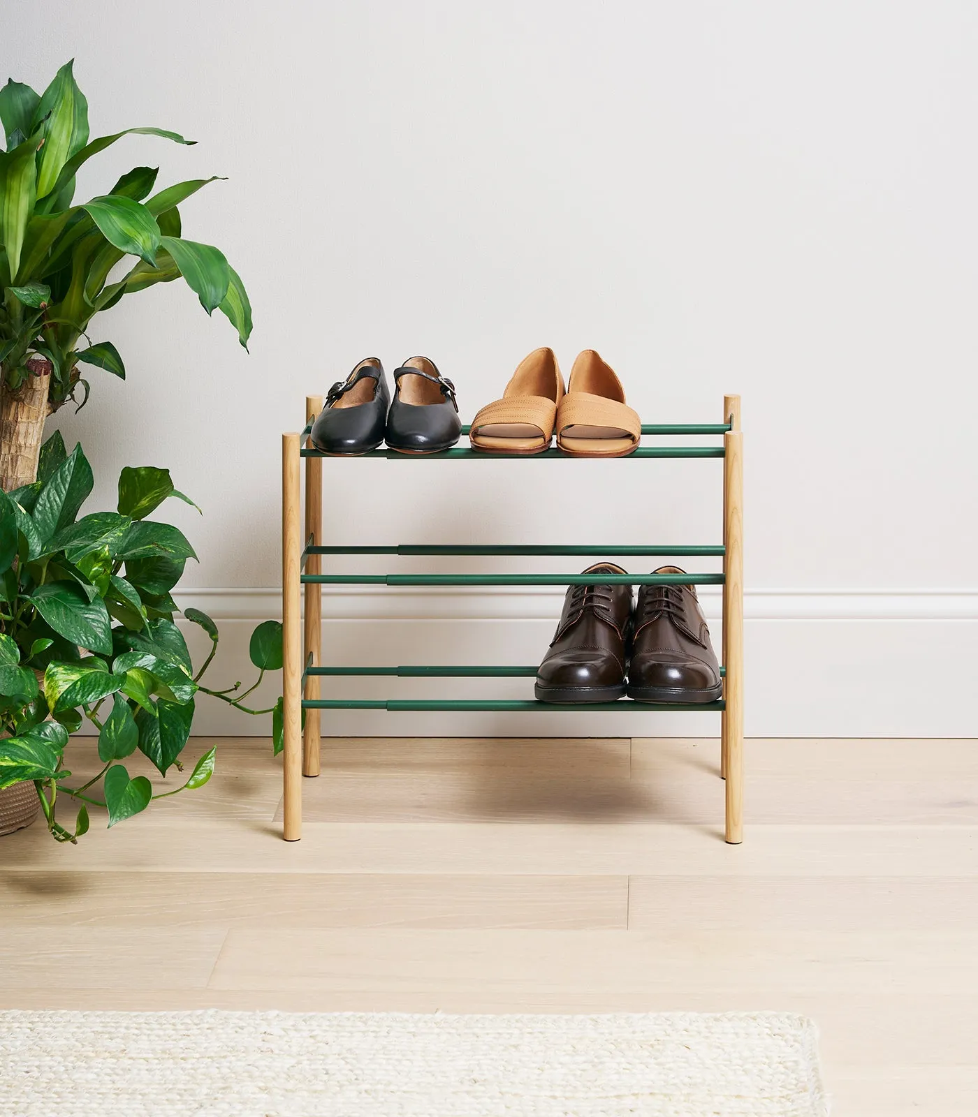 Expandable Shoe Rack (18" H)  - Steel - Forest Green