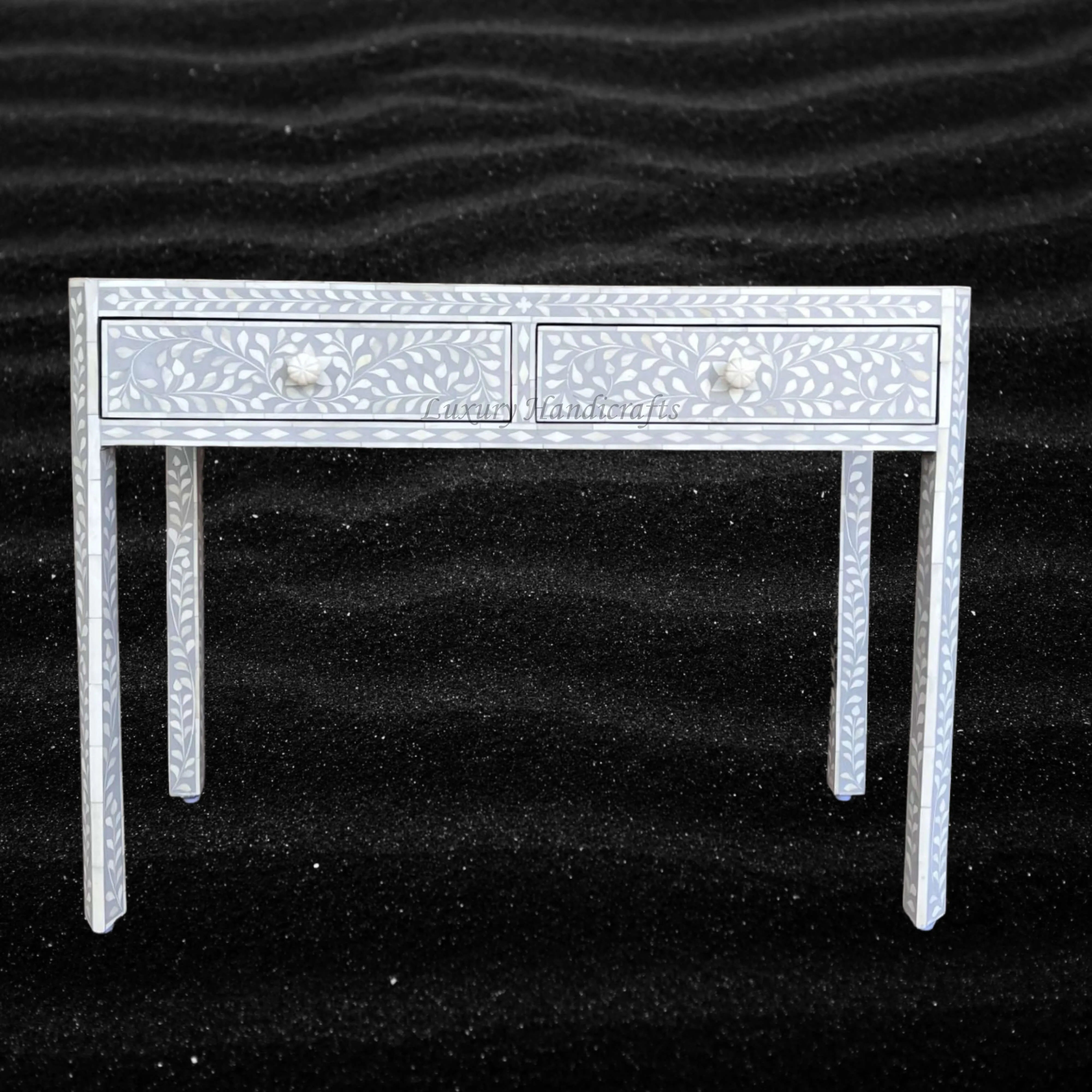 FUSION Floral Bone Inlay Console Grey