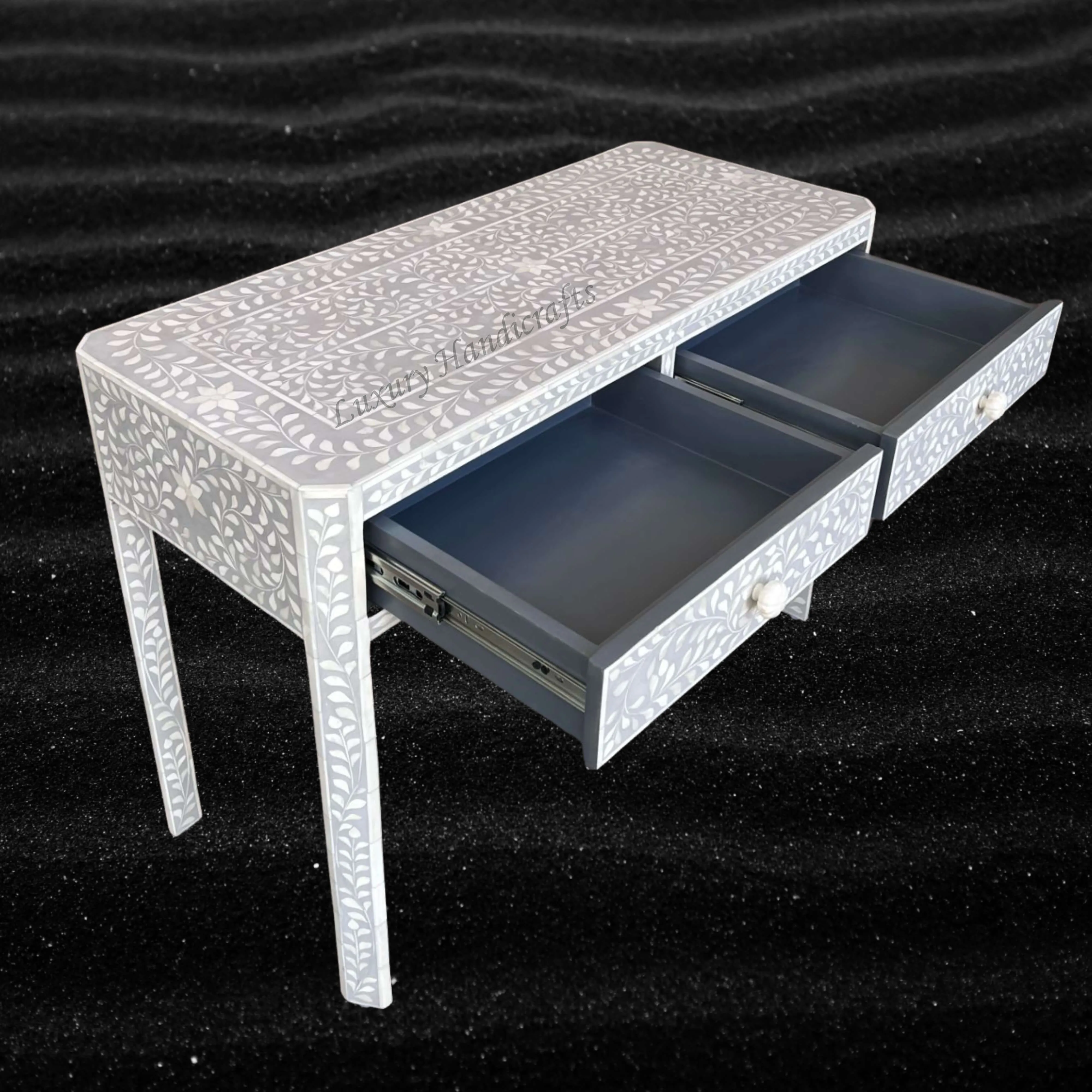 FUSION Floral Bone Inlay Console Grey