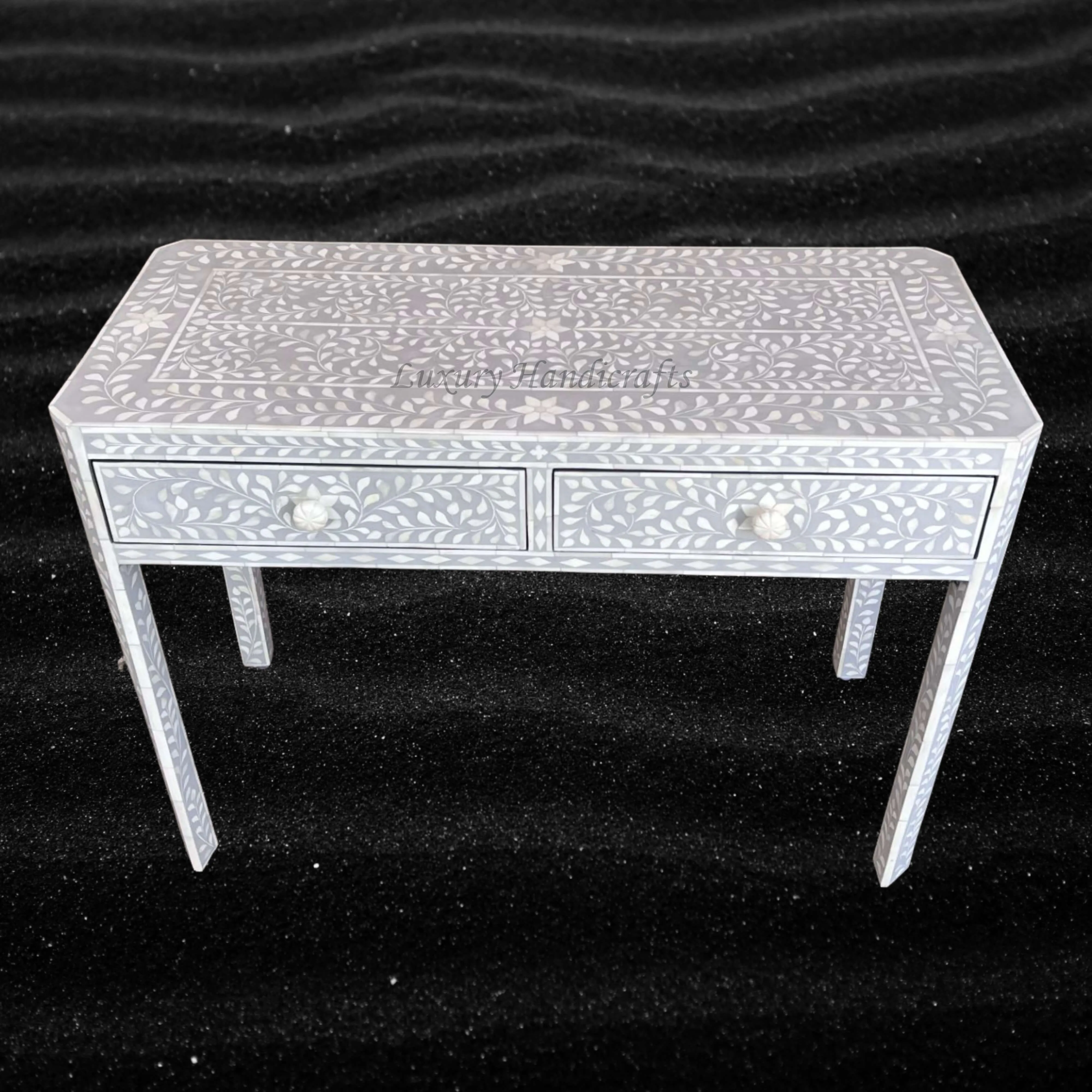 FUSION Floral Bone Inlay Console Grey