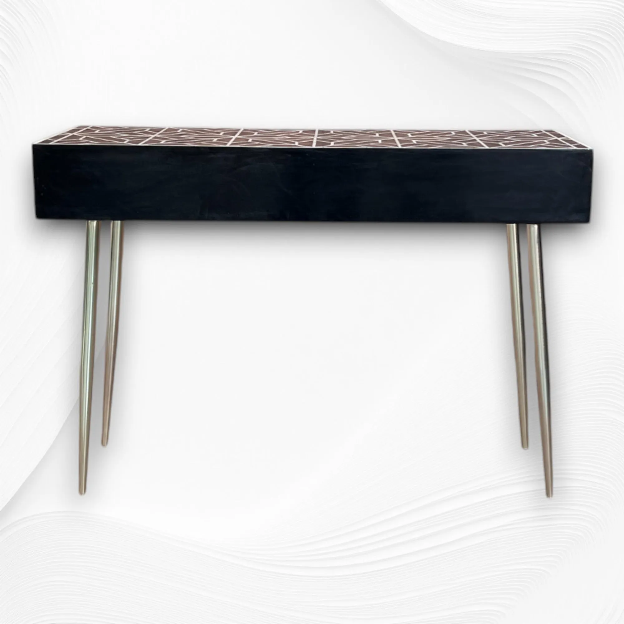 FUSION Sleek Geometric Bone Inlay Desk Black