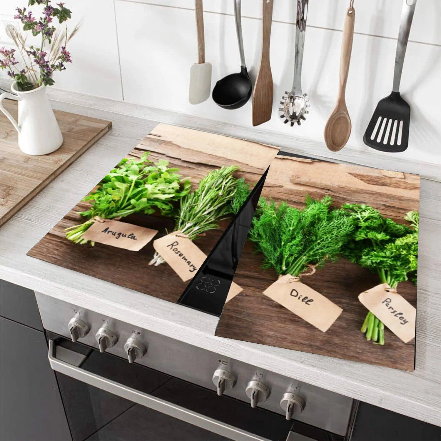 Glass Cutting Boards with Herbs Design