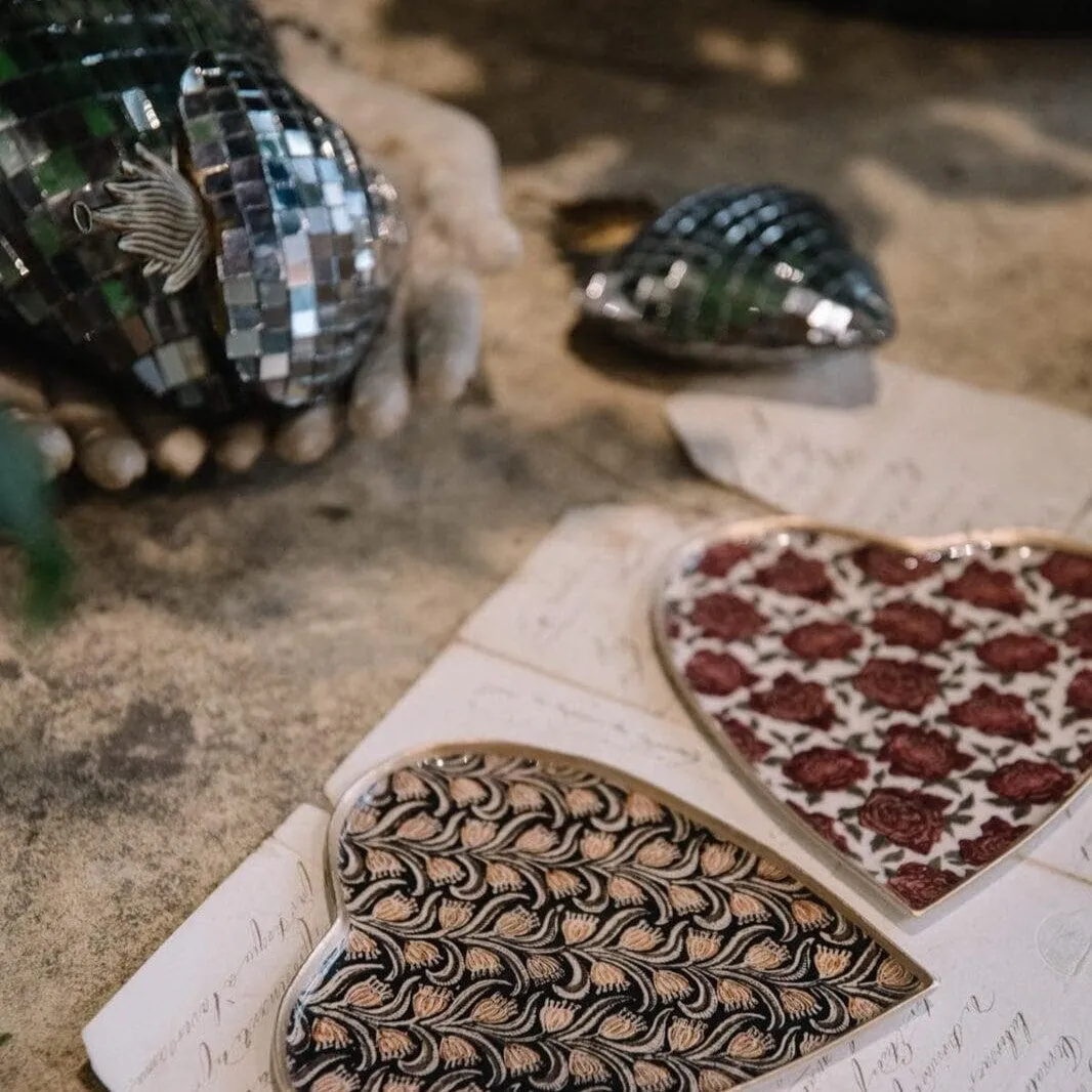 Heart Shaped Enamelled Tray - Roses - Boncoeurs