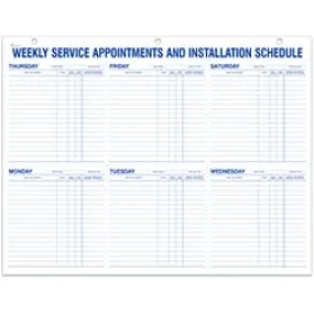 Heavy-Duty Daily Service Route Sheets - 100# White Tag Stock with Blue Ink Print - 12" x 15" Spiral Bound with Protective Cover (50 Sheets/Book)