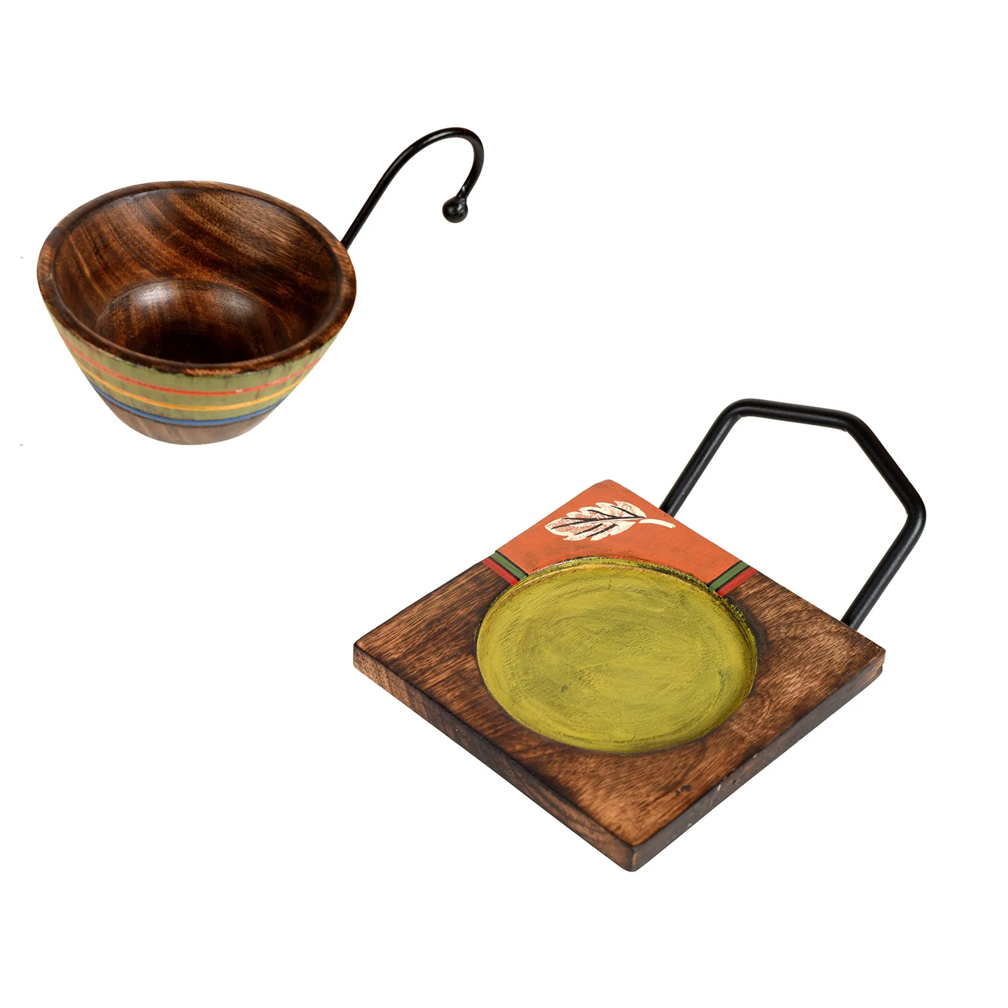 Hook-ed Snack Bowl with Square Tray Two Sets (6.5x4x4.5/6.5x4x4.5)