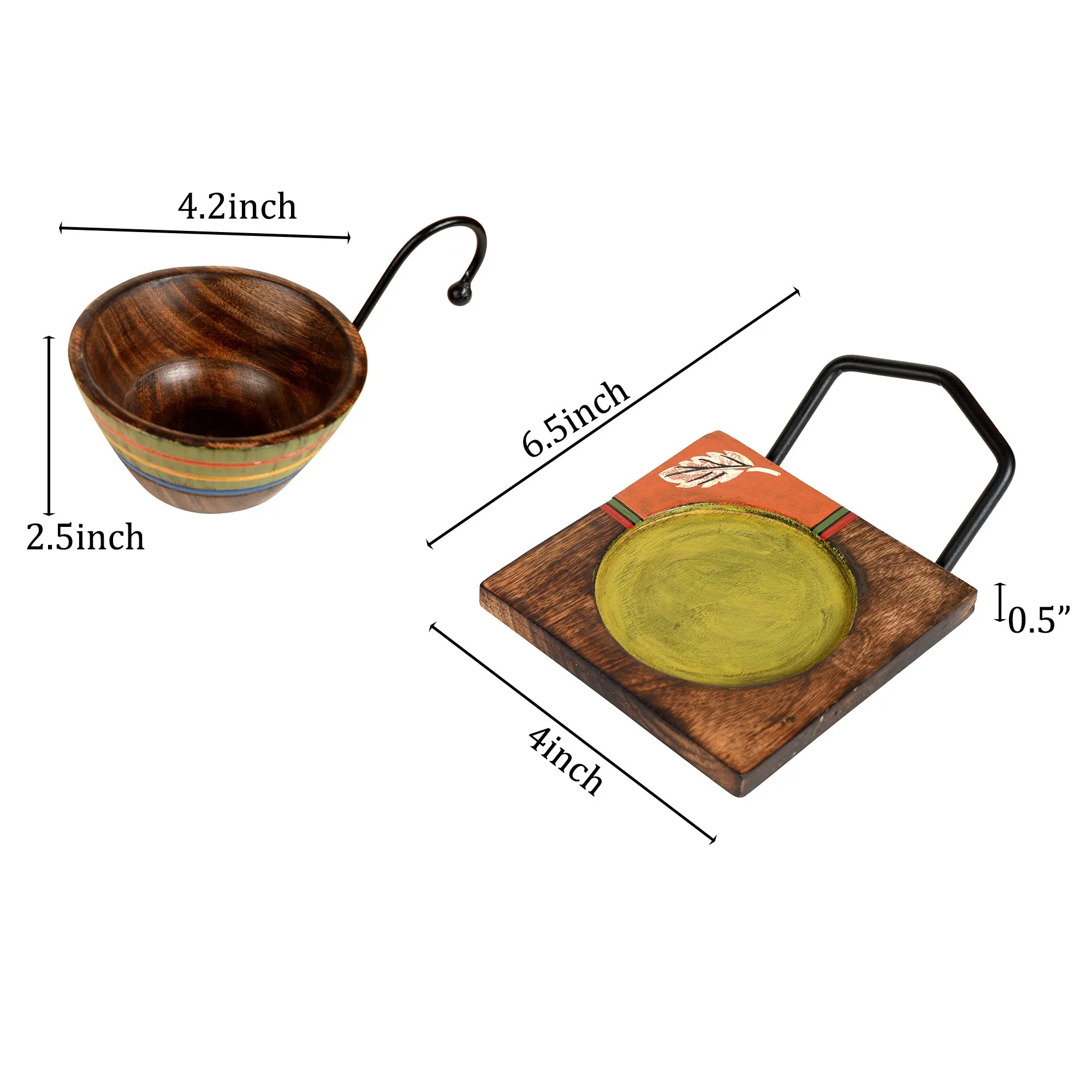 Hook-ed Snack Bowl with Square Tray Two Sets (6.5x4x4.5/6.5x4x4.5)