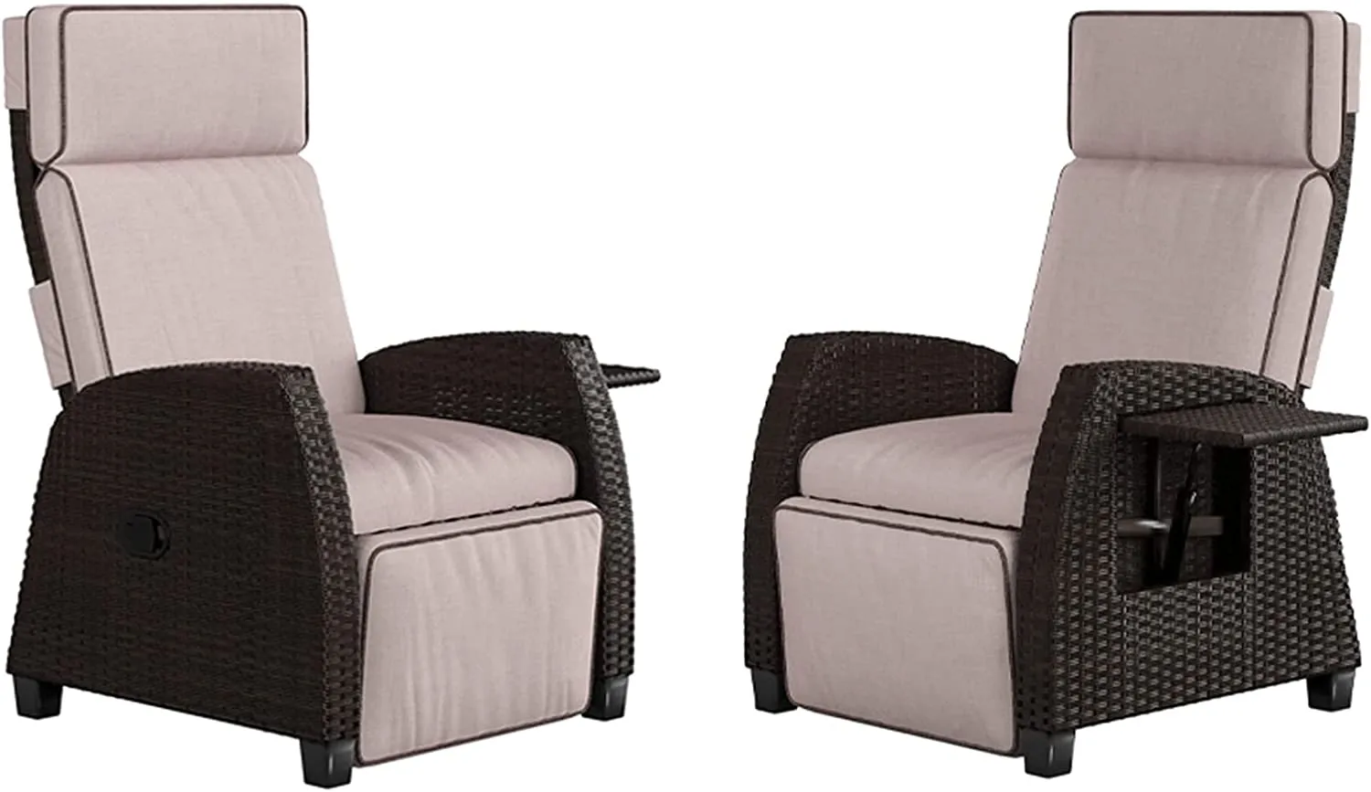 Indoor & Outdoor Recliner with Flip-Up Side Table