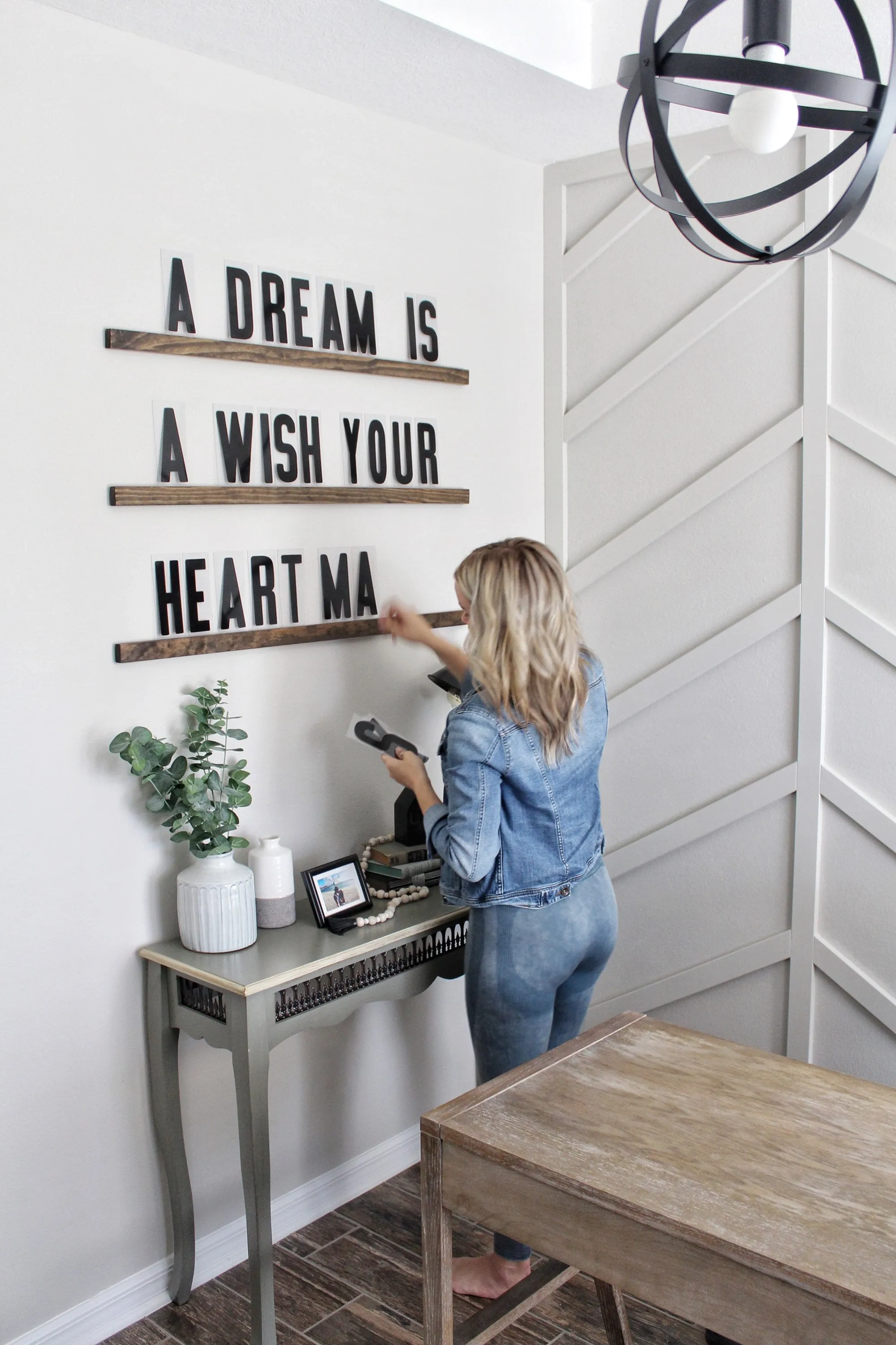 Wood Floating Letter Shelves with Interchangeable Letter Board | Marquee Shelf with Wood Letters